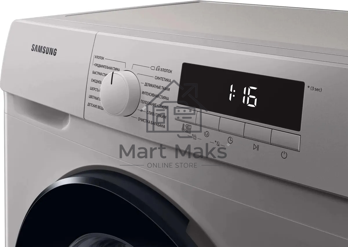 Стиральная машина Samsung WW80T3040BS/LP серебристый, загрузка фронтальная 8 кг, 1400 об/мин, класс: A