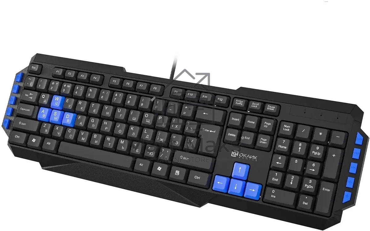 Клавиатура Oklick 750G FROST WAR проводная, USB, черный/синий