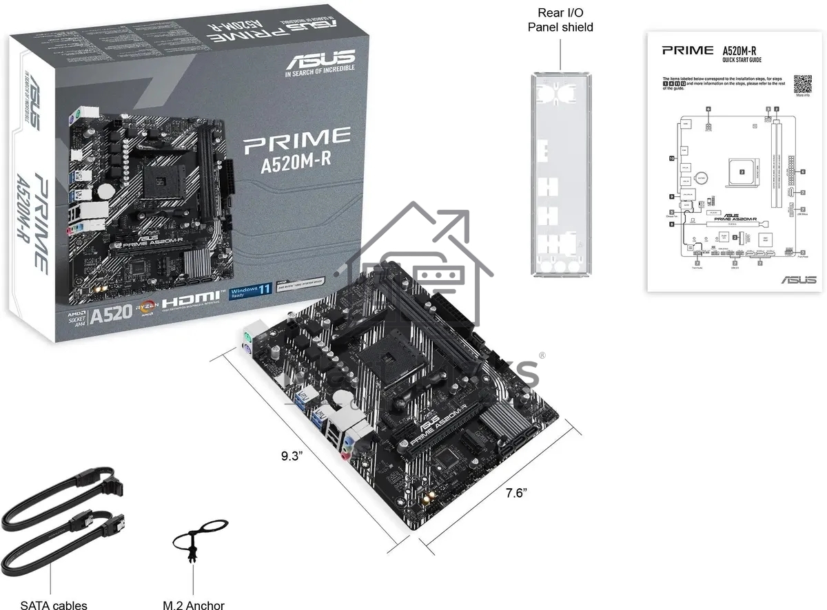 Материнская плата ASUS PRIME A520M-R, AM4, AMD A520, 2xDDR4, 4xSATA, 1xM.2, 1xPCIe 3.0 x16, 1xPCIe x1, 1xHDMI, 1x 1Gb LAN, 2xUSB-A 2.0, 4xUSB-A 3.2 Gen 1, 3x3.5 мм, 7.1, mATX