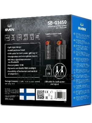 Саундбар мини SVEN SB-G1450, черный (10 Вт, питание USB, Bluetooth, подсветка)