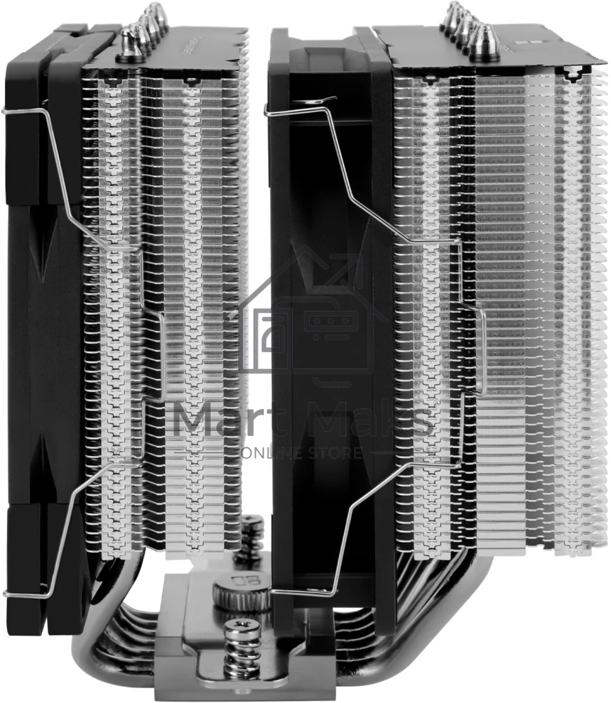 Кулер для процессора Thermalright Royal Knight 120 SE (4-pin PWM, 155мм, Ni/Cu, 6x6мм, 2x120мм, 66.17CFM/59CFM, 25.6dBA/26.1dBA, 1500RPM/1800RPM, S: 1200, 1700, 1851, 115X, AM4, AM5, silver, black)