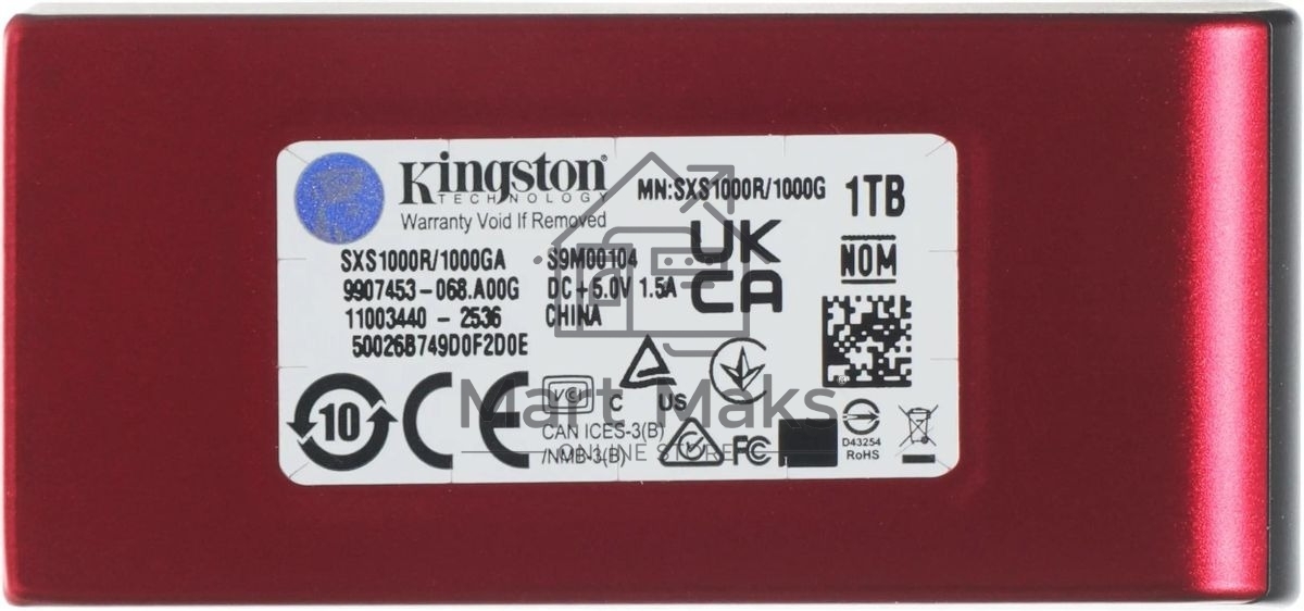 Внешний SSD Kingston XS1000, 1TB, USB 3.2 Gen 2 Type-C, R/W 1050/1000, красный