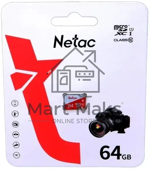 Карта памяти Netac P500 ECO 64GB MicroSDXC U1/C10 up to 80MB/s, retail pack card only