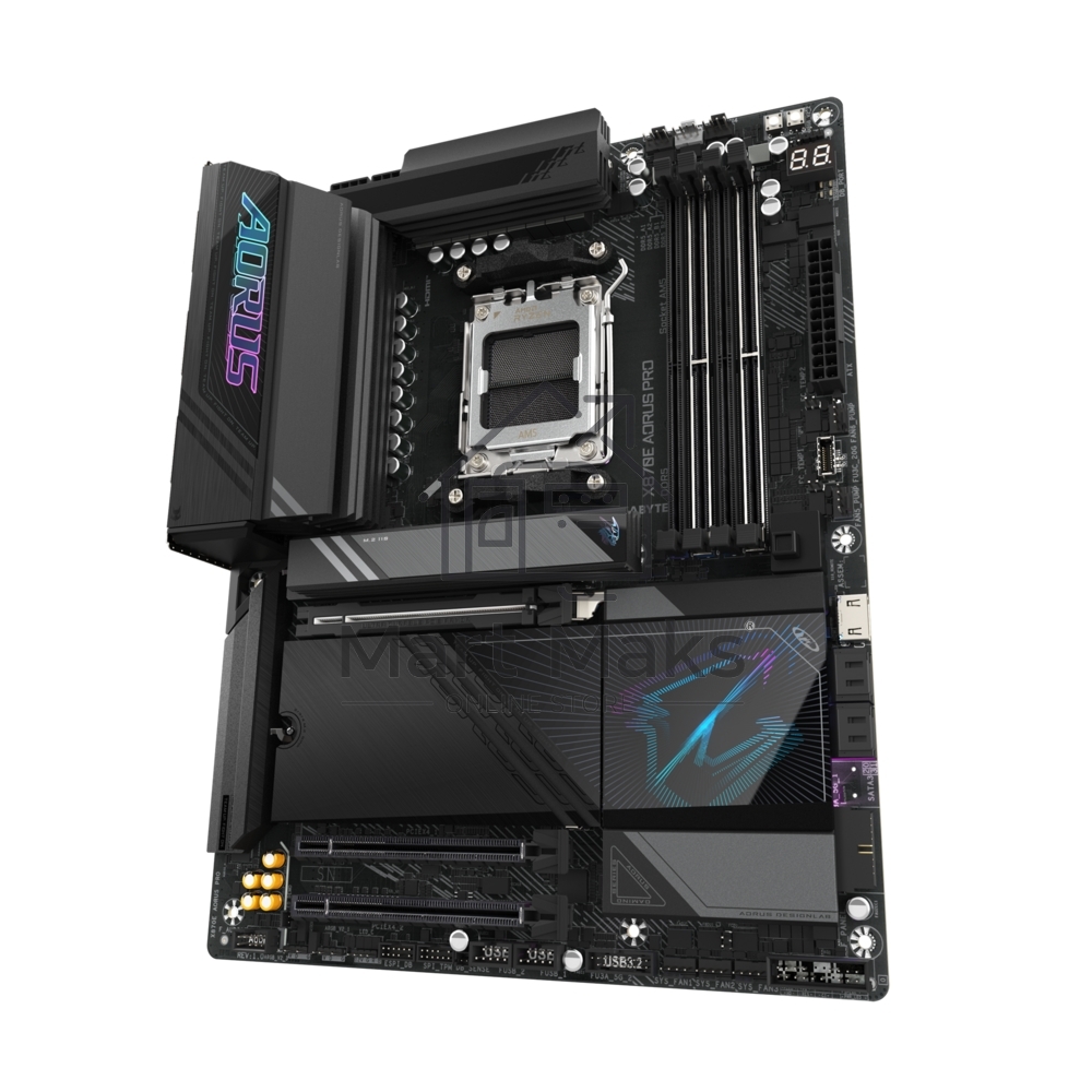 Материнская плата Gigabyte X870E AORUS PRO, AM5, AMD X870E, 4xDDR5, 4xSATA, 4xM.2, 1xPCI-E 5.0 x16, 1xPCI-E 4.0 x4, 1xPCI-E 3.0 x4, 1xHDMI, 1xUSB-C (DP), 1x 2.5Gb LAN, 2xUSB-A 2.0, 4xUSB-A 3.2 Gen 1, 3xUSB-A 3.2 Gen 2, 2xUSB-C 3.2 Gen 2 (USB4), 2x3.5 мм, 
