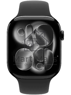 Смарт-часы Apple Watch Series 11 A3333 46мм OLED корп.черный Sport Band рем.черный разм.брасл.:160-210мм (MEUX4ZP/A)
