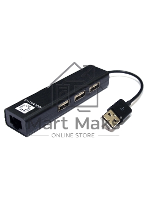 Кабель-адаптер 5bites UA2-45-06BKUSB2.0 / 3*USB2.0 / RJ45 100MB / черный
