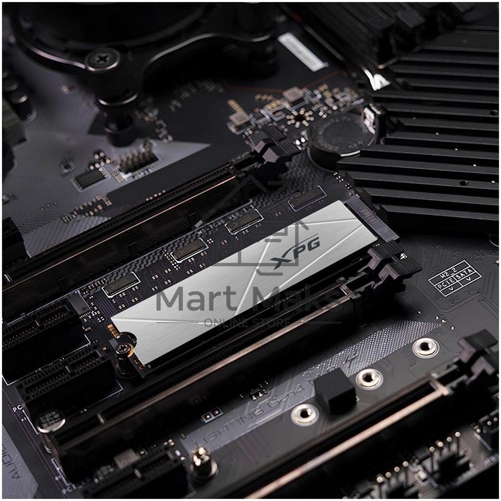 Накопитель SSD ADATA XPG GAMMIX S60, 2Tb, PCIe 4.0 x4, M.2 2280, NVMe, R/W 5000/4200, с радиатором