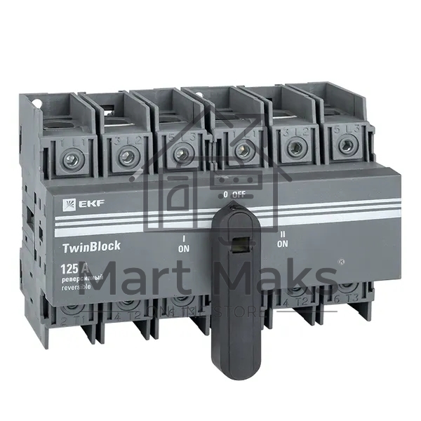 Рубильник EKF TwinBlock 125A 3P реверсивный c рукояткой для прямой установки