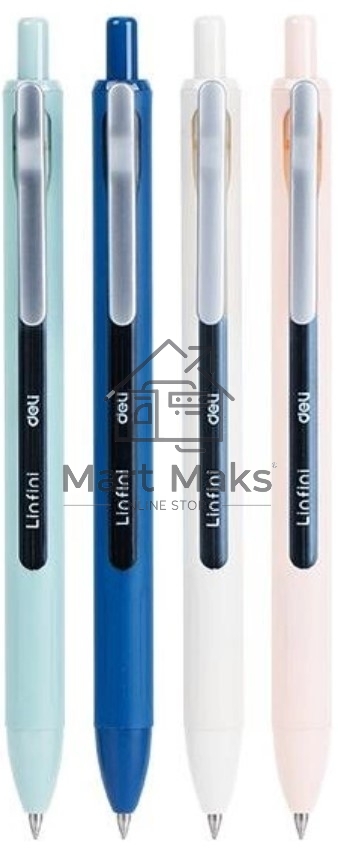 Ручка гелевая автоматическая Deli Linfini EG86-BL ассорти/ассорти, синие чернила, блистер с европодвесом, линия 0.5мм