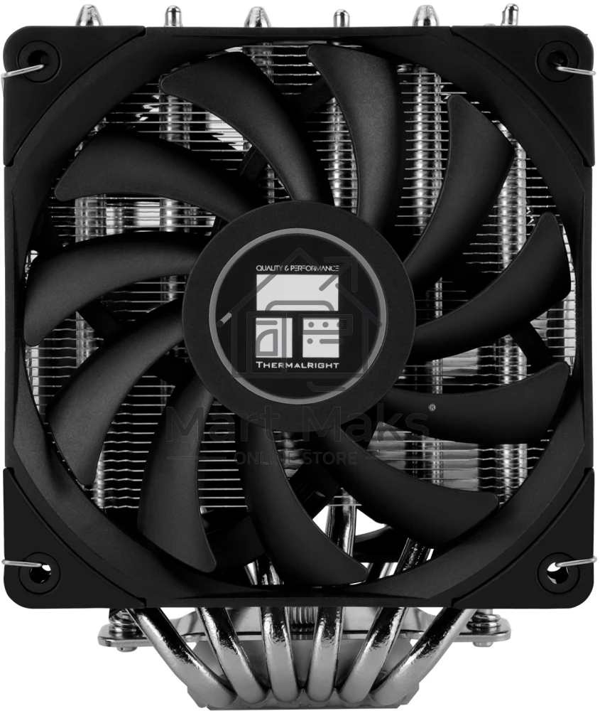 Кулер для процессора Thermalright Royal Knight 120 SE (4-pin PWM, 155мм, Ni/Cu, 6x6мм, 2x120мм, 66.17CFM/59CFM, 25.6dBA/26.1dBA, 1500RPM/1800RPM, S: 1200, 1700, 1851, 115X, AM4, AM5, silver, black)