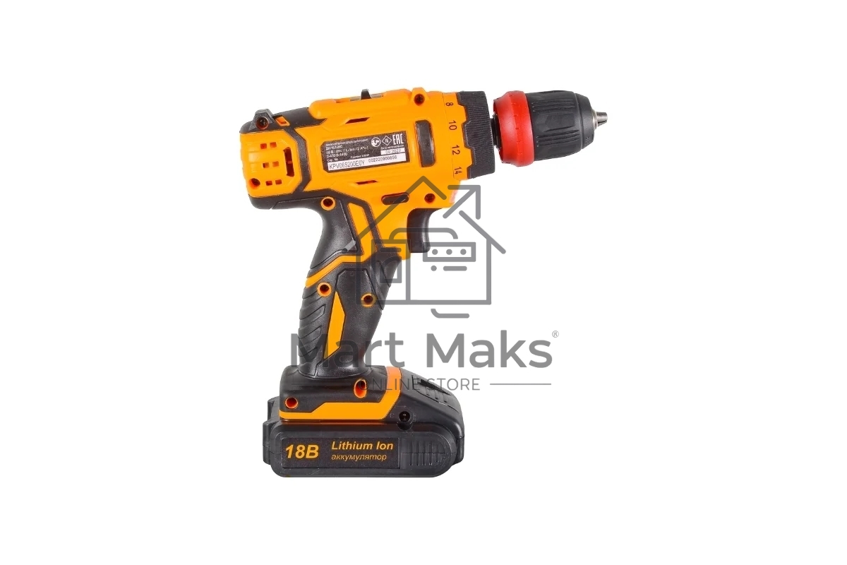 Дрель-шуруповерт Вихрь ДА-18Л-2КC 72/14/34, Аккумуляторная, 18В, 2 АКБ, Кейс