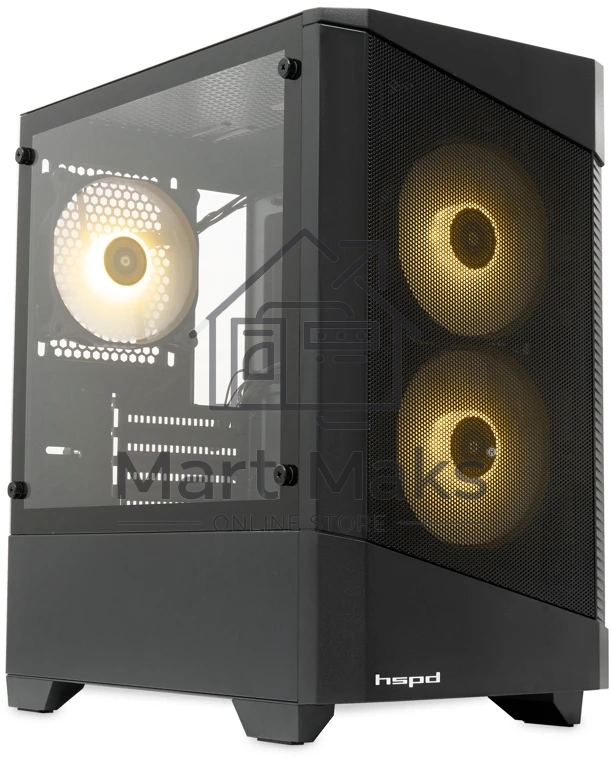 Компьютерный корпус HSPD M330, Mesh Mini-tower, черный, TG, 0.6 SPCC, 3x120mm ARGB mATX, mITX 175/330/160mm 2x2.5