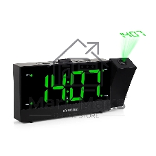 Радиобудильник Hyundai H-RCL243 черный LCD проек.изоб. подсв:зеленая часы:цифровые FM