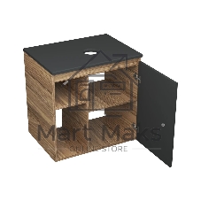 Тумба Bau Dream Blackwood 60 правая, графит, раковина BAU Nimb 51х41 белая, смеситель Hotel Dream, нерж. сталь
