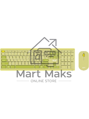 Комплект клавиатура + мышь Acer OCC205 беспроводной USB, 1200 dpi, зеленый/желтый