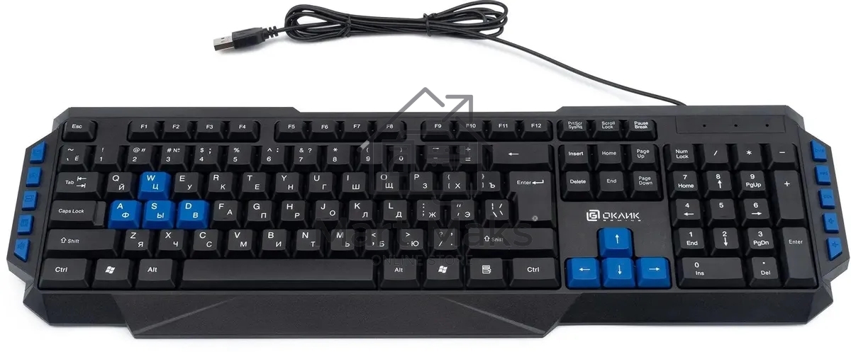 Клавиатура Oklick 750G FROST WAR проводная, USB, черный/синий