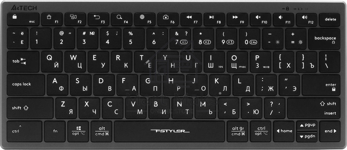 Клавиатура беспроводная A4Tech Fstyler FBX51C серый USB BT/Radio slim Multimedia