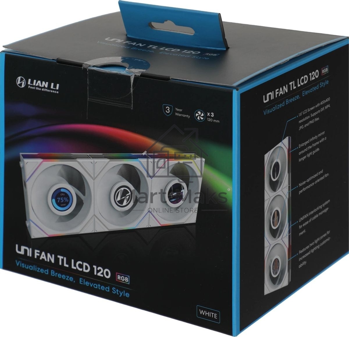 Вентилятор для корпуса Lian-Li Uni Fan TL 120 LCD ARGB G99.12TLLCD3W.00 белый 120мм 1900rpm 27db 7-pin