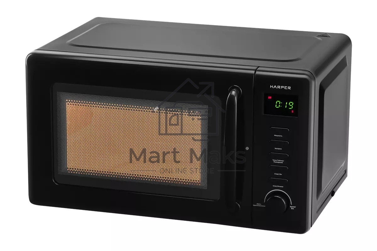 Микроволновая печь Harper HMW-20ST02 черный, 20 л, 700 Вт, переключатели - поворотный механизм/кнопки