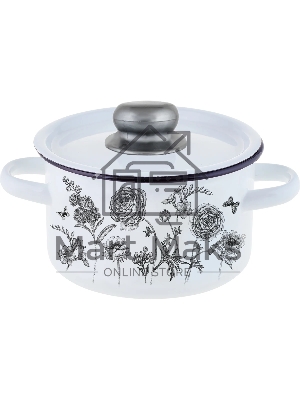 Кастрюля Appetite 1с15с/1 JE TAIME с крышкой, эмалированная сталь, цилиндрическая 1,5 л