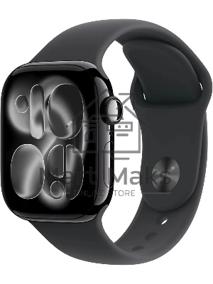 Смарт-часы Apple Watch Series 11 A3333 46мм OLED корп.черный Sport Band рем.черный разм.брасл.:160-210мм (MEUX4ZP/A)