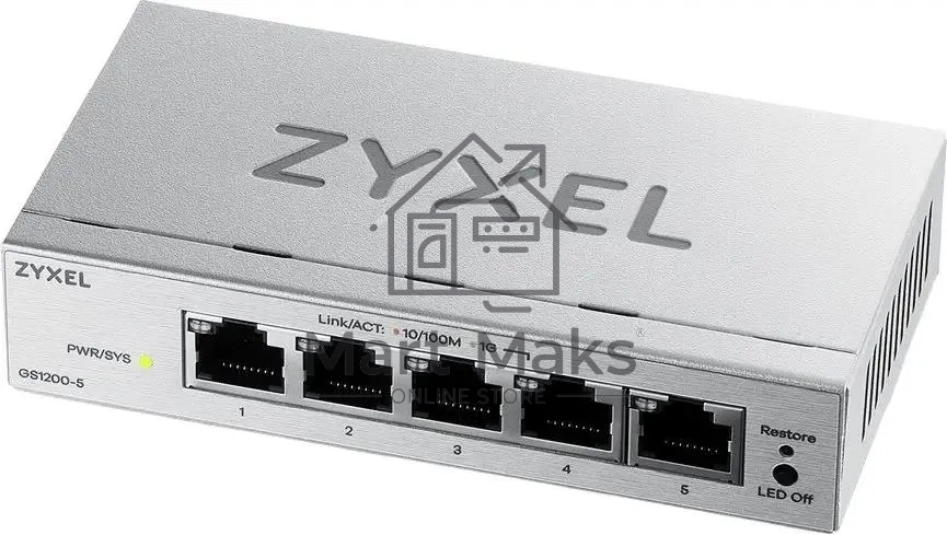 Коммутатор ZYXEL GS1200-5V3-EU0101F, 5×1 Гбит/с, управляемый