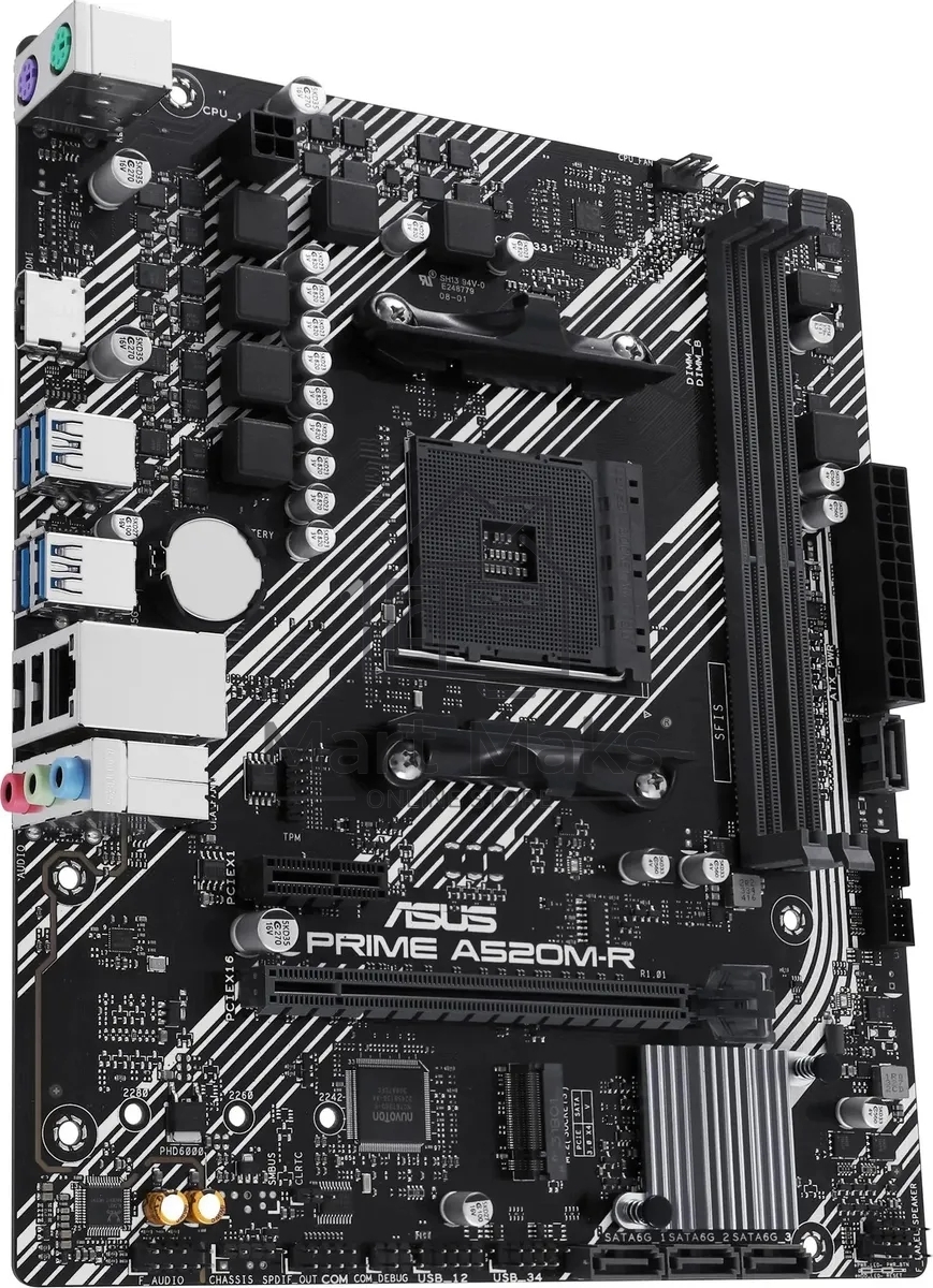 Материнская плата ASUS PRIME A520M-R, AM4, AMD A520, 2xDDR4, 4xSATA, 1xM.2, 1xPCIe 3.0 x16, 1xPCIe x1, 1xHDMI, 1x 1Gb LAN, 2xUSB-A 2.0, 4xUSB-A 3.2 Gen 1, 3x3.5 мм, 7.1, mATX