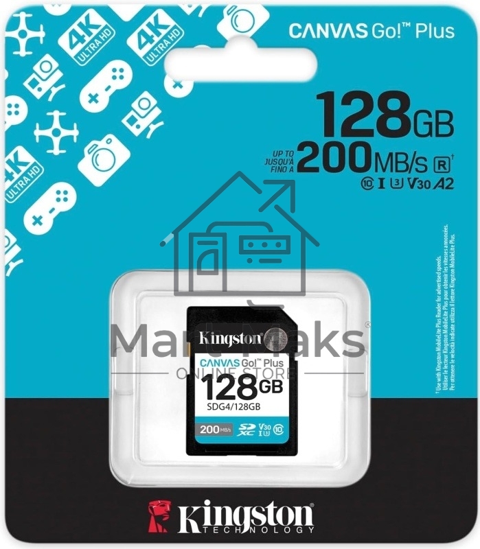 Флеш карта SDXC 128GB Kingston SDG4/128GB Canvas Go! Plus w/o adapter