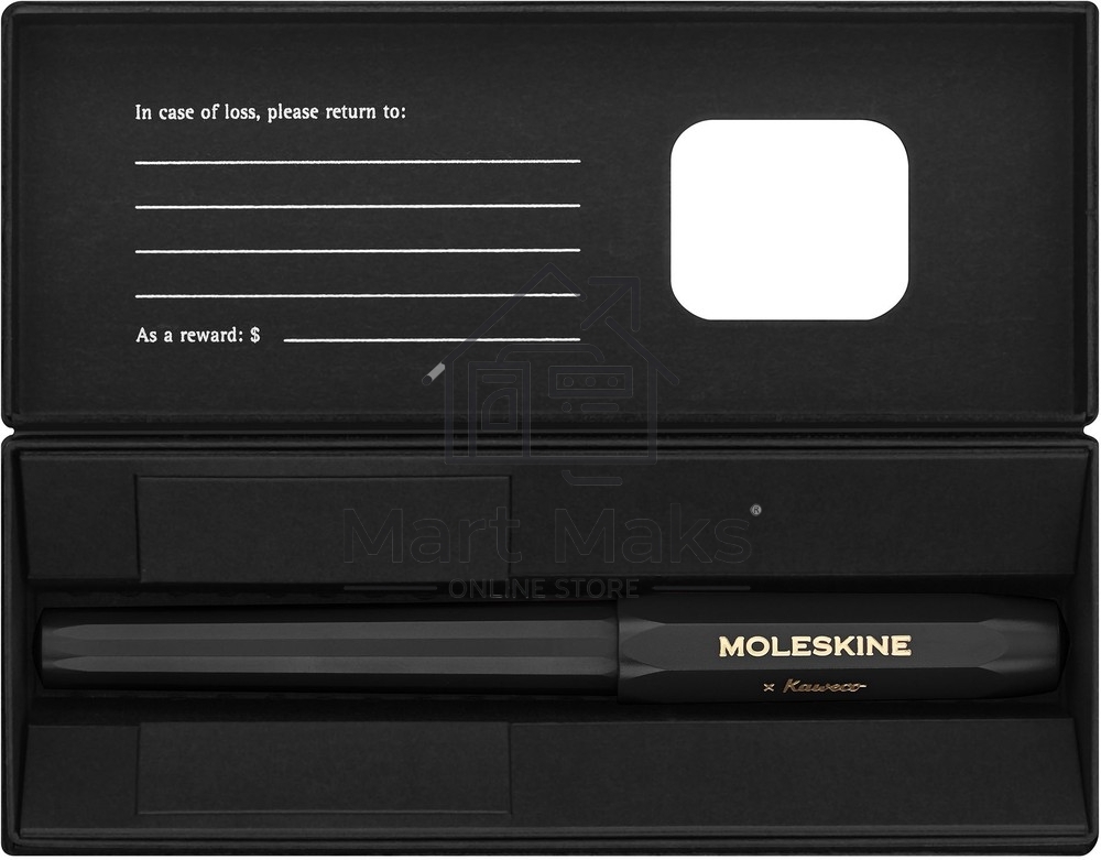 Ручка шариковая Moleskine Kaweco (KAWBALLPENBK) черн, d=1мм, синие чернила, подарочная коробка