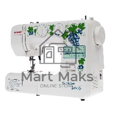 Швейная машина Janome Grape 2016 белый, электромеханическая, вертикальный качающийся, 15 операций, петля полуавтомат