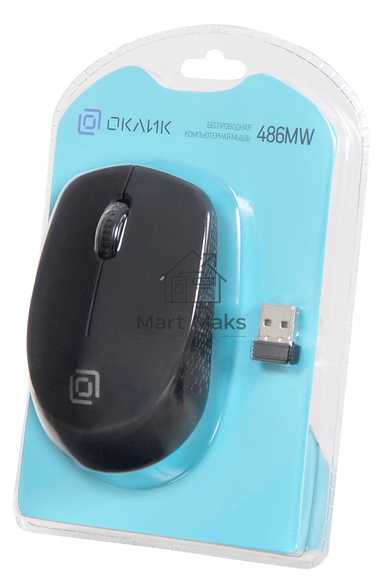Мышь беспроводная Oklick 486MW черный, 1000 dpi, радиоканал, USB, кнопки - 3