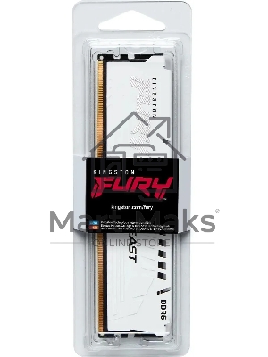 Оперативная память Kingston Fury Beast, DDR5, 32Gb (1x32Gb), 6000MHz, CL36, DIMM, с радиатором, белый