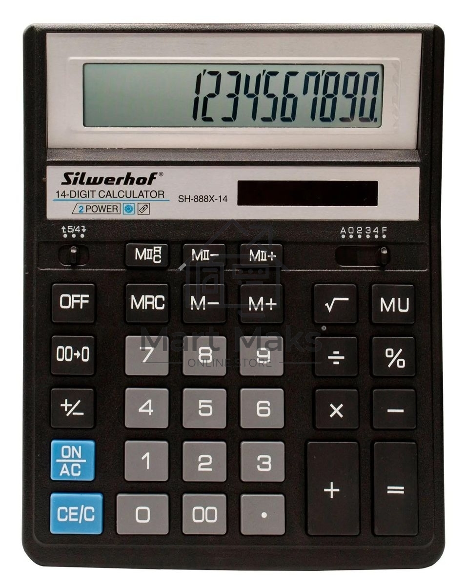 Калькулятор настольный Silwerhof SH-888X-14 черный 14-разр.