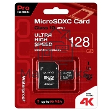 Флеш карта MicroSDXC 128Gb QUMO Class 10 UHS-I U3 черный adp