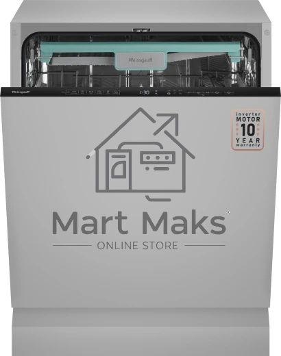 Встраиваемая посудомоечная машина Weissgauff BDW 6135 D Inverter AutoOpen Timer Floor, серебристый, 59.8 см, 14 компл., 49 дБ, класс А+++