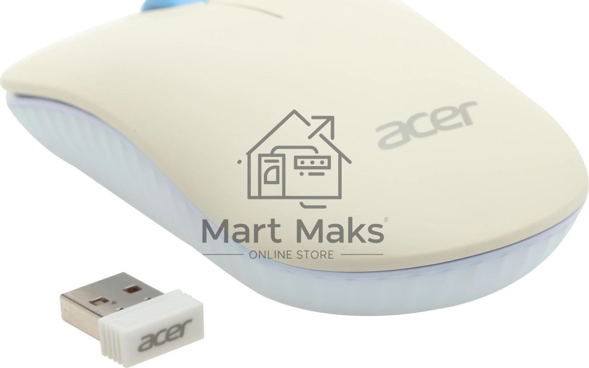 Клавиатура + мышь Acer OCC205 беспроводной USB, 1200 dpi, белый/голубой