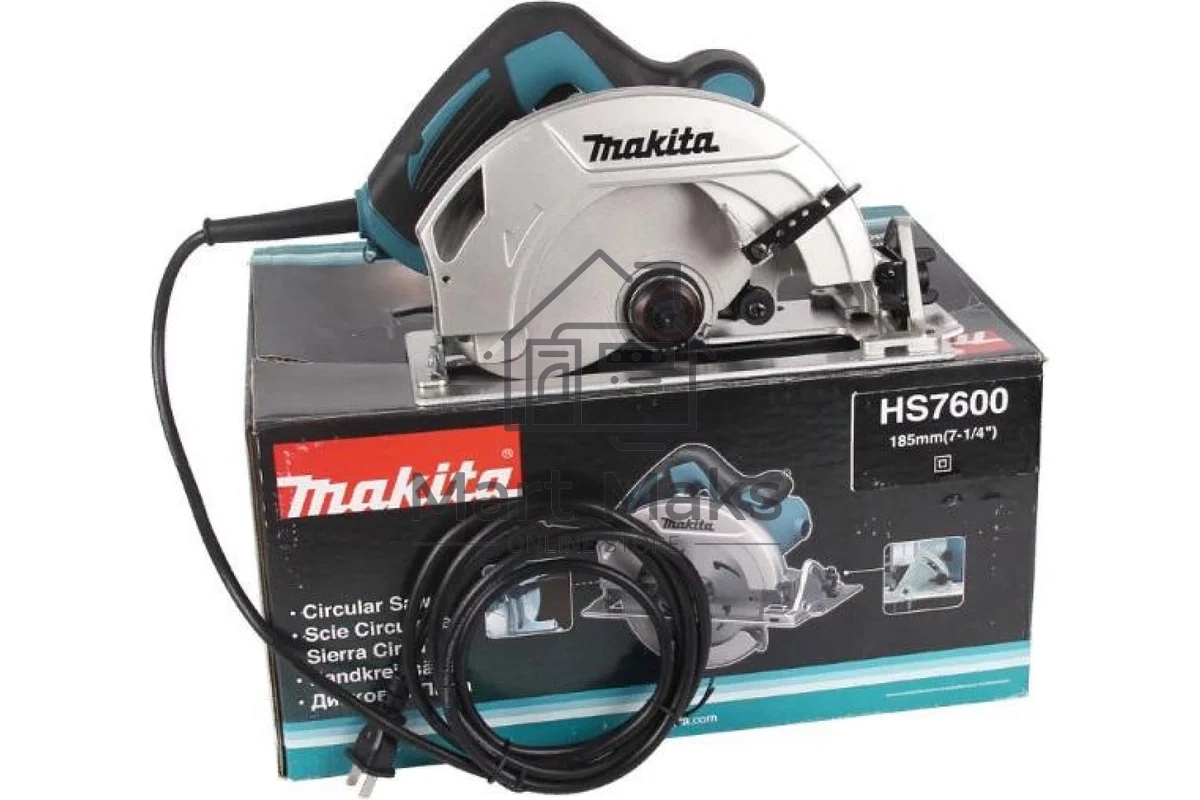 Пила Makita HS7600диск, 1200Вт,5200об\м,диск-ф185х30мм,рез-64мм,3.9кг, стальное основание, кор