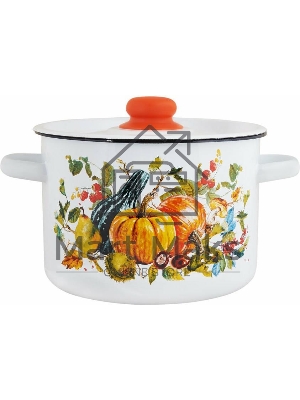 Кастрюля Appetite 1с15с/1 Осень с крышкой, эмалированная сталь, цилиндрическая 1,5 л