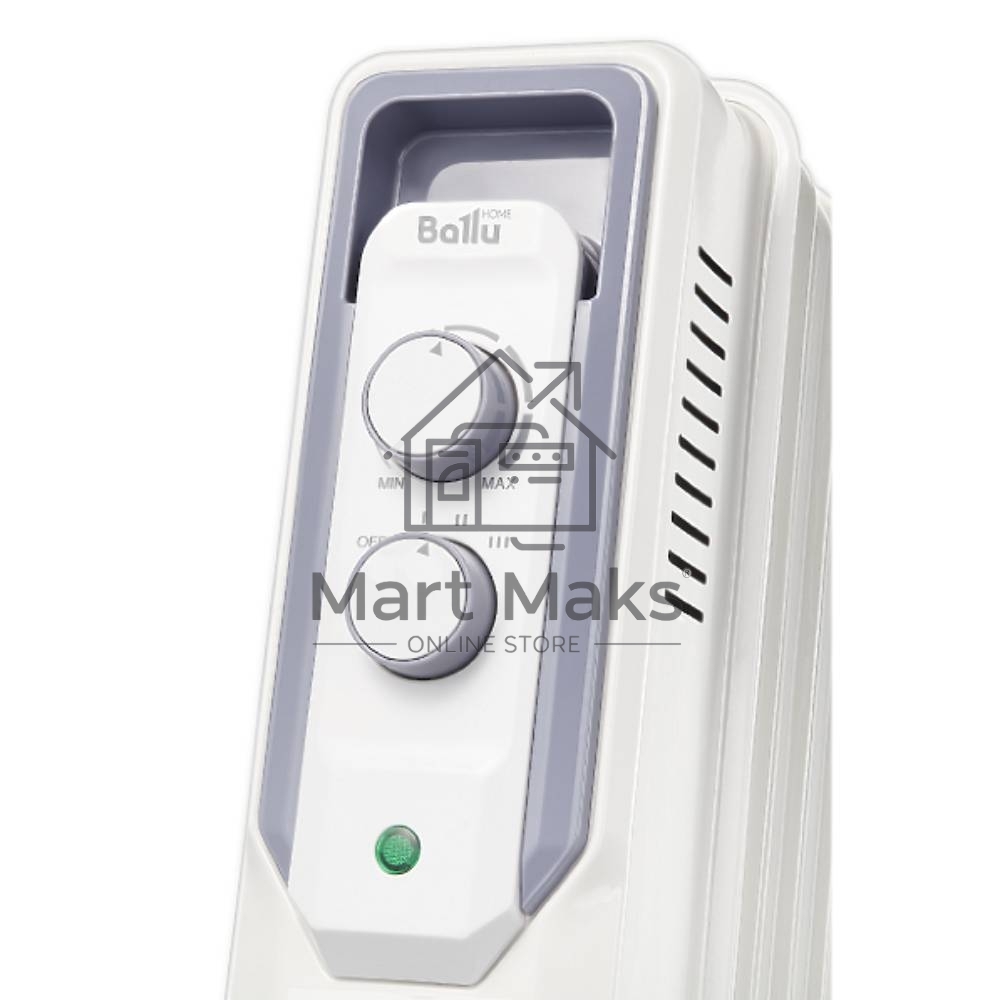 Масляный обогреватель Ballu CUBE BOH/CB-05W (5 секций), белый, 1000 Вт, 15 м2, механический термостат