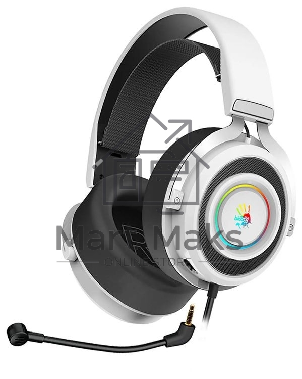 Гарнитура проводная с микрофоном A4Tech Bloody G535 белый/черный 2м мониторные USB оголовье (G535 (BLACK+WHITE) USB)