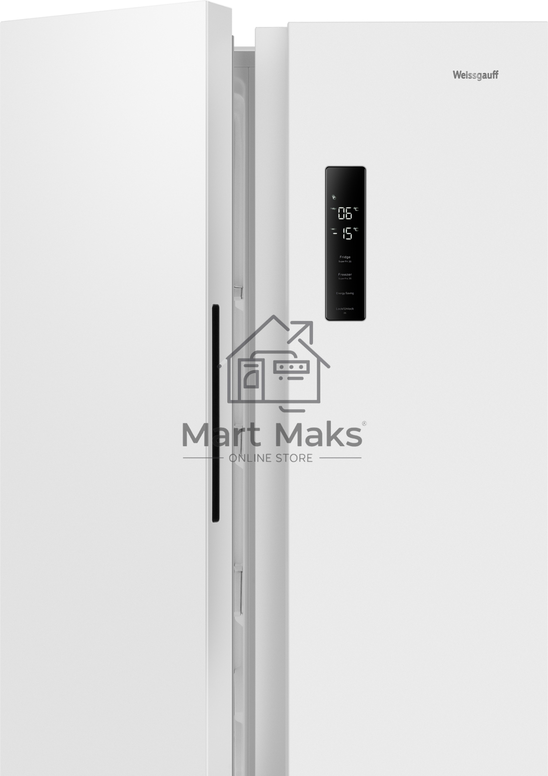 Холодильник Weissgauff WSBS 500 Inverter NoFrost White двухкамерный 270/180л морозилка слева, No Frost, Side by Side