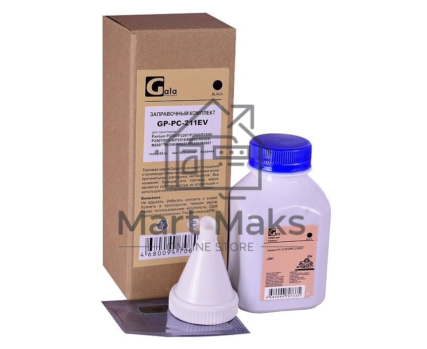 Тонер GalaPrint GP-PC-211EV/PC-212EV для принтеров Pantum P2200/P2207/P2500W/P2507/M6500/M6600, 65гр (J201) PET Фас РФ