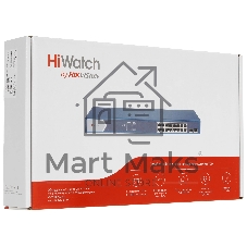 Коммутатор HiWatch DS-S1816GP, 16×1 Гбит/с PoE + 2×1 Гбит/с SFP, неуправляемый