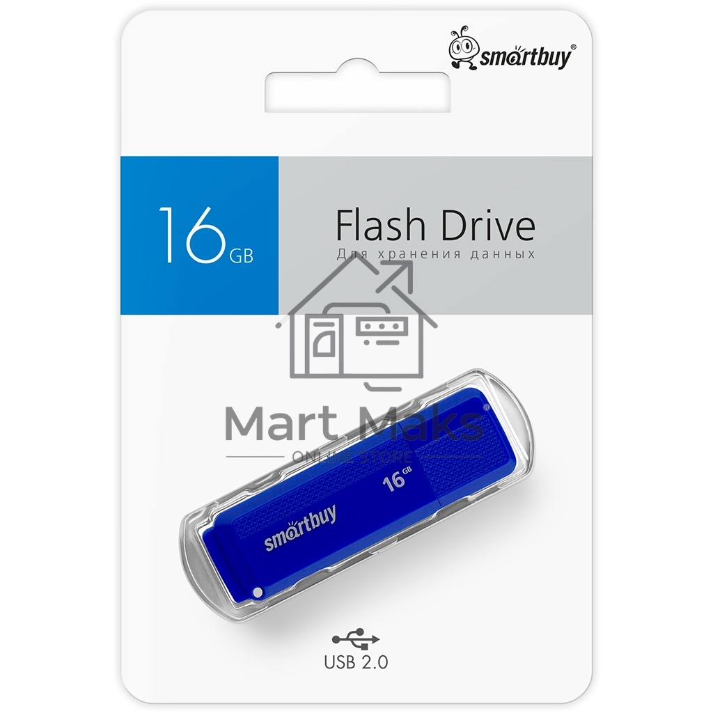Флешка USB 2.0 Flash 16Gb Smartbuy Dock Blue (SB16GbDK-B)