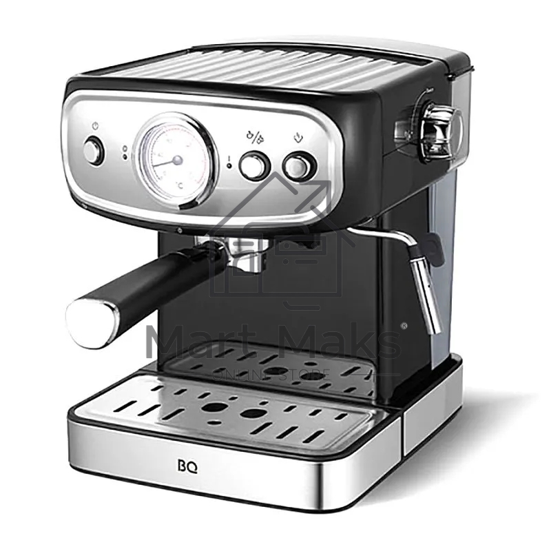 Кофеварка рожковая BQ CM1006 черный-стальной, исп. кофе - молотый, 1,5 л, 850 Вт, 15 Бар.