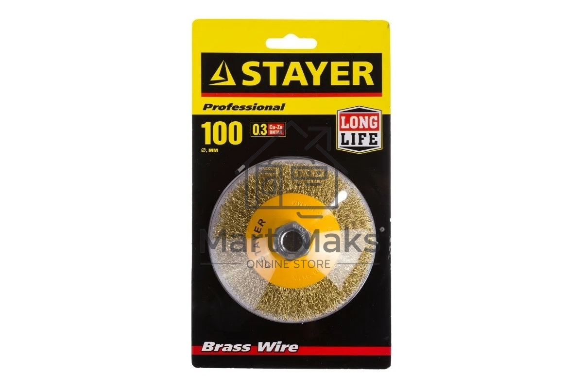 Кордщетка STAYER PROFESSIONAL 35133-100коническая М14 витая латунь/сталь 0.3мм d100мм