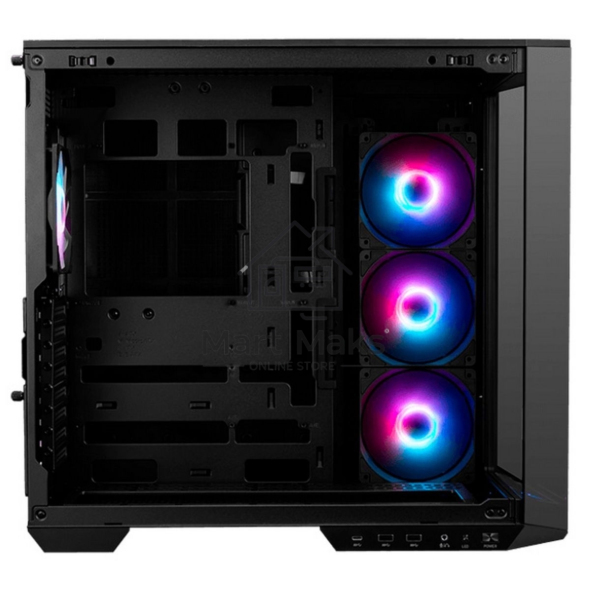 Компьютерный корпус MSI MAG Pano 100R PZ, Mid Tower, ATX, 2xUSB 3.2 Gen 1, 1xUSB 3.2 Gen2 Type-C, 3x120mm ARGB Reverse Blade Fan, 1x120mm ARGB Fan, ARGB+PWM Control Board,Tempered Glass Window, Brown Box