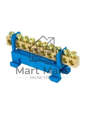 Шина нулевая N 6х9 10 отверстий синий изолятор тип 