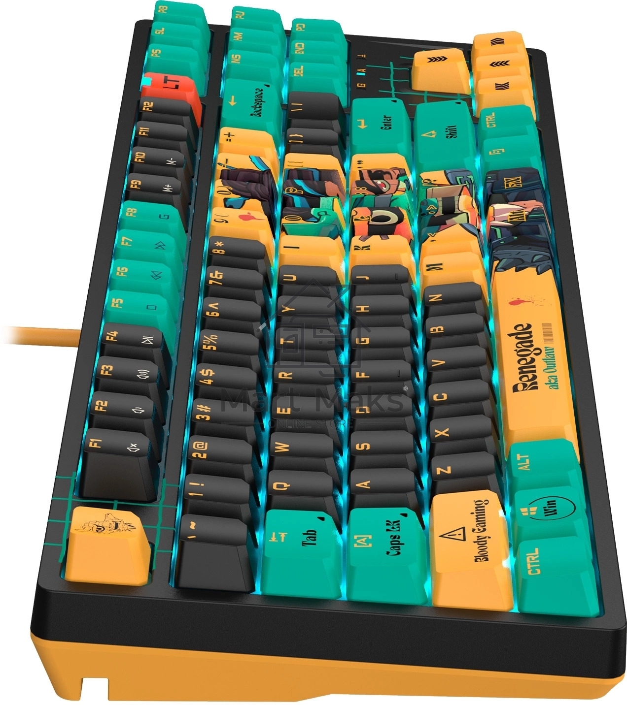 Клавиатура A4Tech Bloody AT87 Renegade проводная USB черный/зеленый