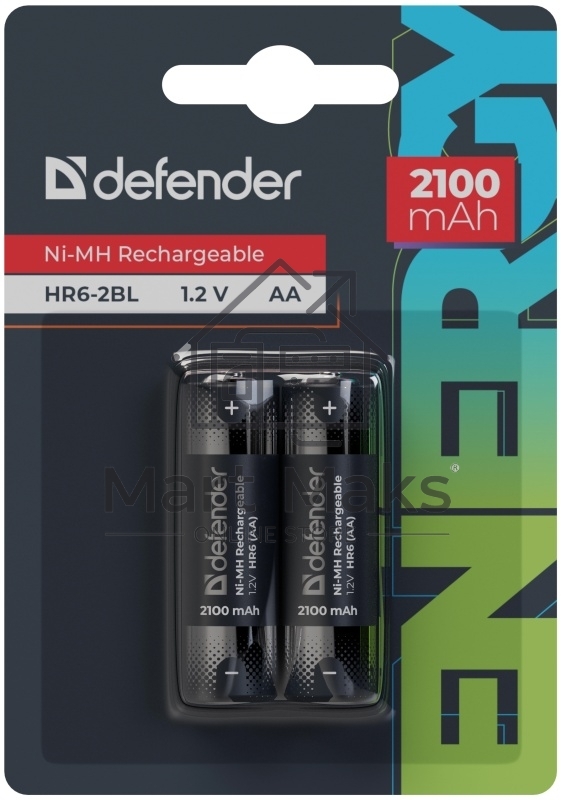 Аккумуляторная батарея Defender HR6-2BL 2100 mAh АА, Ni-MH, блистер, 2 шт.